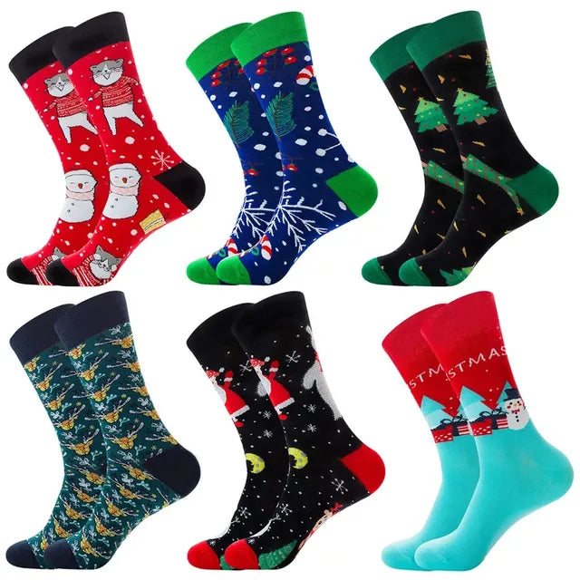 3 Pairs Lot Pack Men Women Couples Lover Socks New Arrival Rhombus Animal Christmas Cartoon Fruit Food Dot Cotton Happy Socks