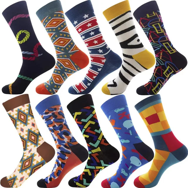 3 Pairs Lot Pack Men Women Couples Lover Socks New Arrival Rhombus Animal Christmas Cartoon Fruit Food Dot Cotton Happy Socks