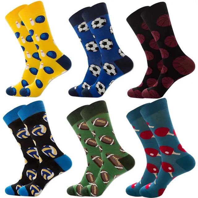 3 Pairs Lot Pack Men Women Couples Lover Socks New Arrival Rhombus Animal Christmas Cartoon Fruit Food Dot Cotton Happy Socks