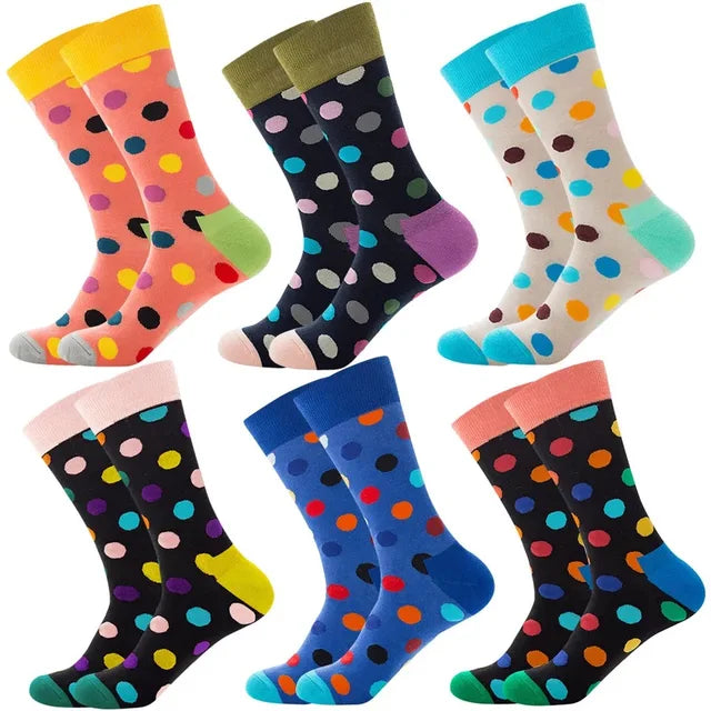 3 Pairs Lot Pack Men Women Couples Lover Socks New Arrival Rhombus Animal Christmas Cartoon Fruit Food Dot Cotton Happy Socks