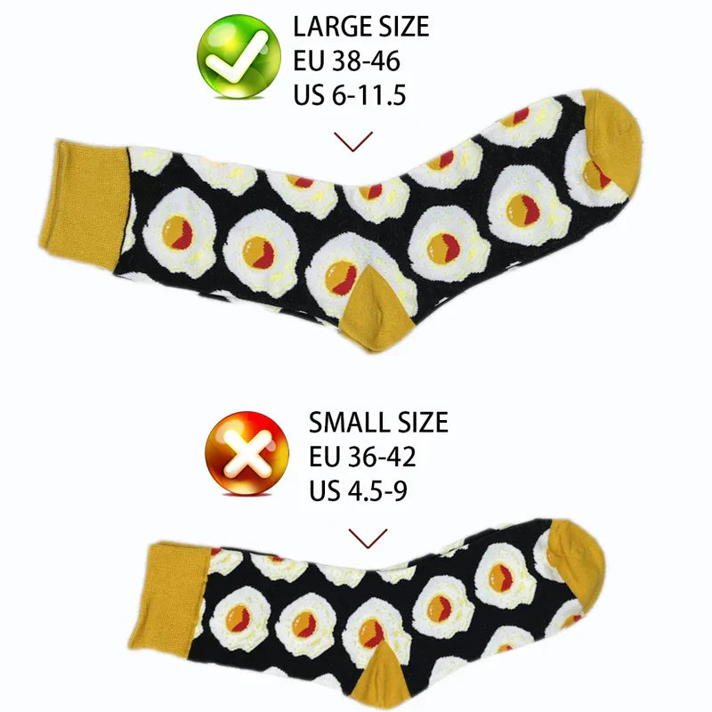 3 Pairs Lot Pack Men Women Couples Lover Socks New Arrival Rhombus Animal Christmas Cartoon Fruit Food Dot Cotton Happy Socks