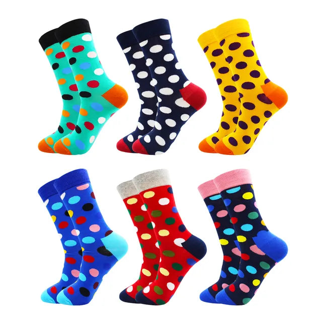 3 Pairs Colorful Cotton Casual Funny Stripe Grid Geometry Fun Dress Socks