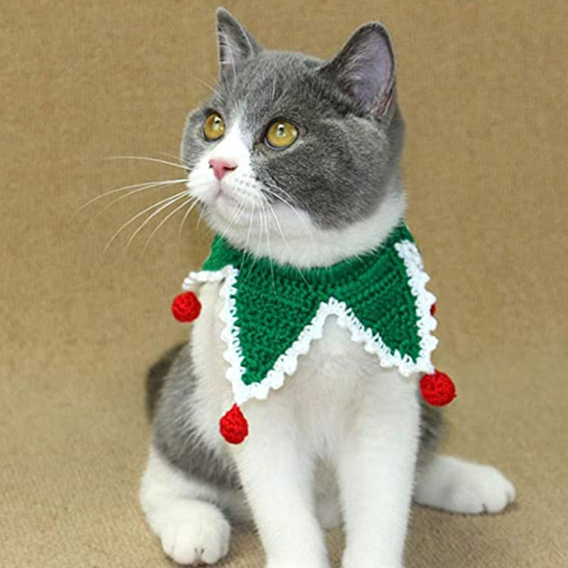 1PC Pet Cat Knitted Five-pointed Star Scarf Collar Pets Christmas Costume