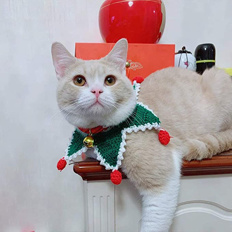 1PC Pet Cat Knitted Five-pointed Star Scarf Collar Pets Christmas Costume