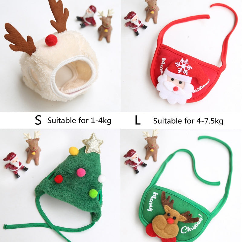 Festival Pet Super Cute Hat Costume Dogs Scarf Saliva Towel for Christmas Dress Set