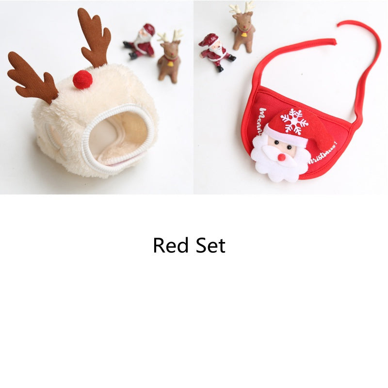 Festival Pet Super Cute Hat Costume Dogs Scarf Saliva Towel for Christmas Dress Set