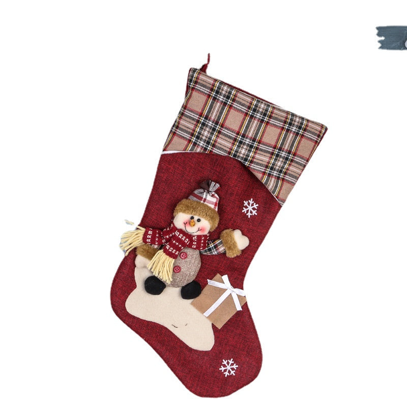 Christmas Window Decorations Santa/Snowman/Elk Wine Khaki Christmas Socks
