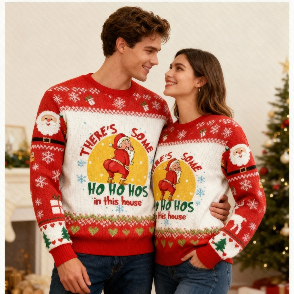 Wacky Santa Pattern Ugly Sweater - Unisex Christmas Party Essential