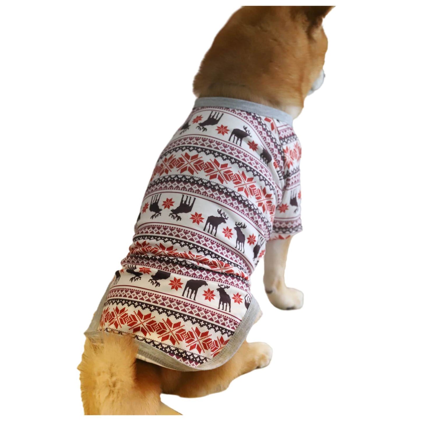 Merry Christmas Elk and Snowflake Print Pet Dog Clothes Pet Outfits