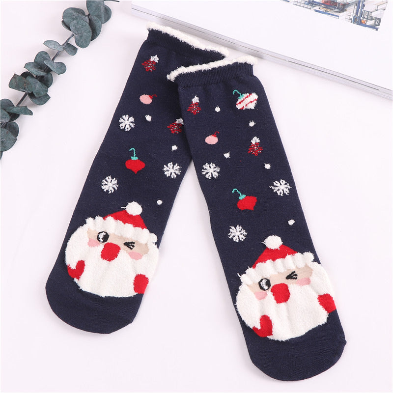 Women Christmas Socks Cute Cartoon Elk Socks 3 Pairs EJ518