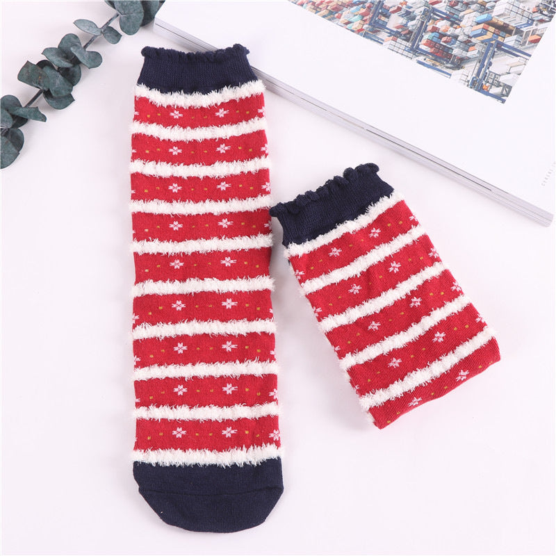 Women Christmas Socks Cute Cartoon Elk Socks 3 Pairs EJ518