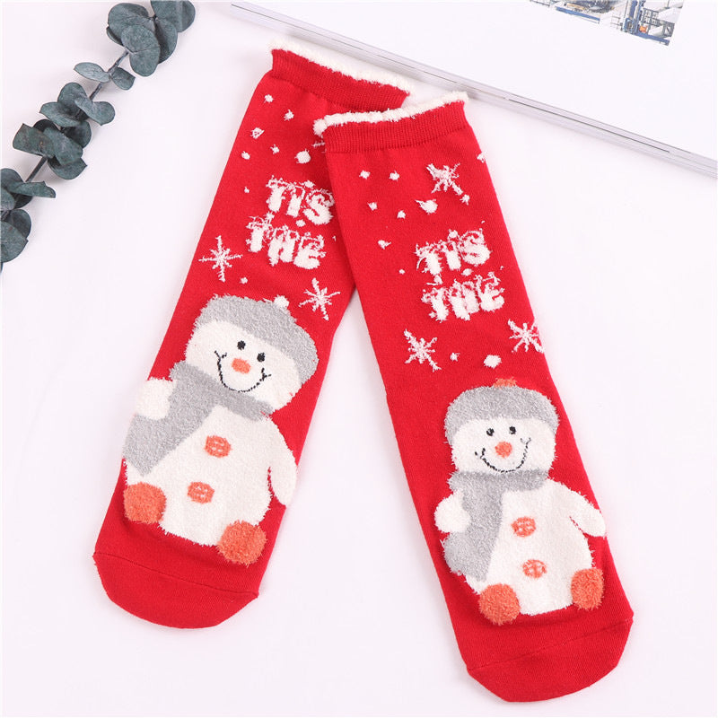 Women Christmas Socks Cute Cartoon Elk Socks 3 Pairs EJ518