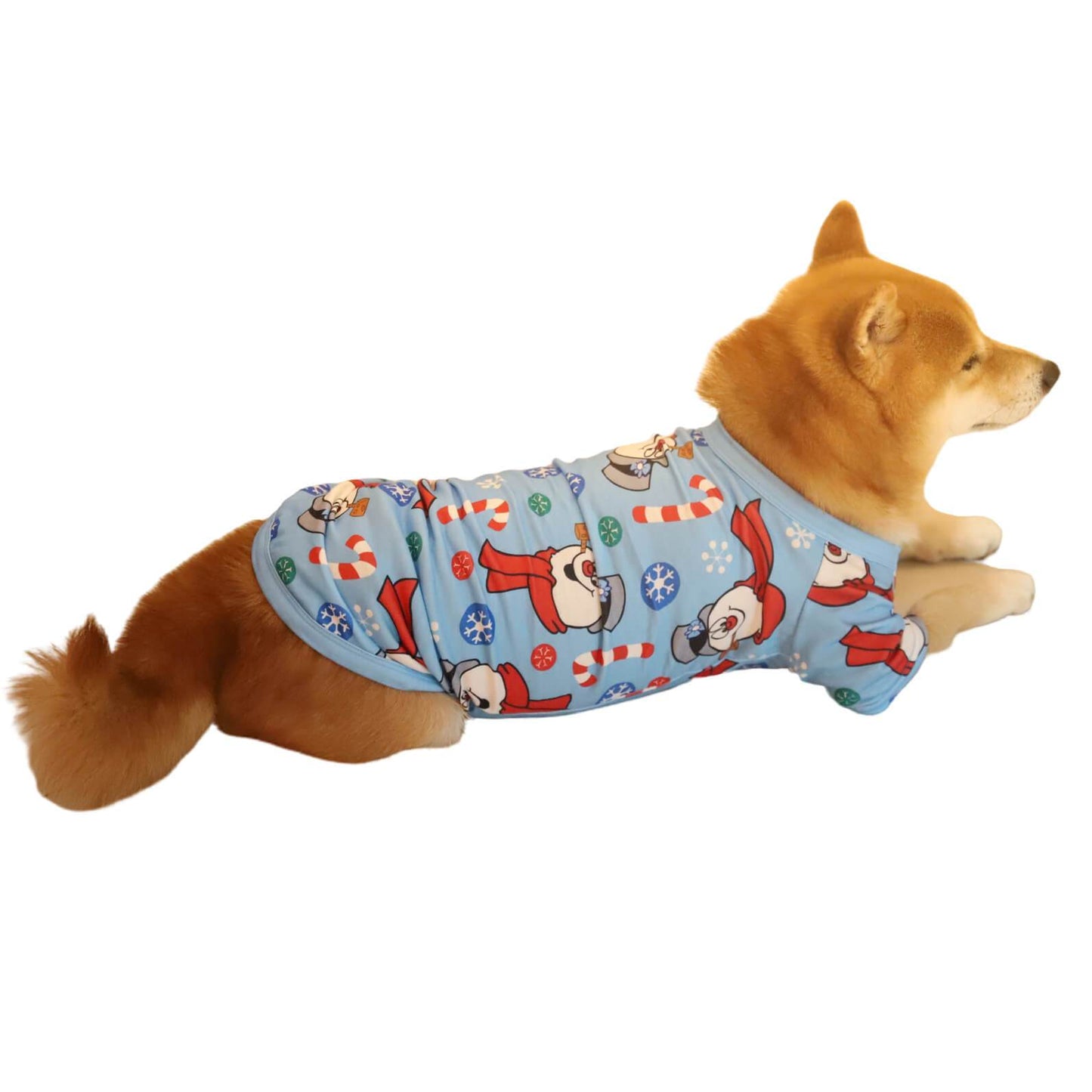 Christmas Snowman Snow and Candy Bar Print Pet Winter Outfits Dog Clothes
