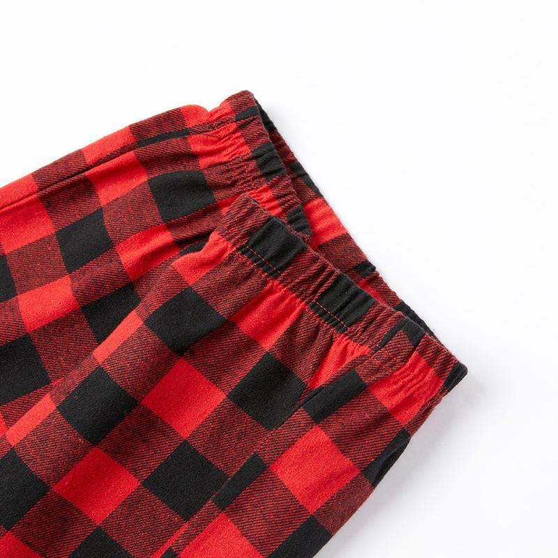 "2025 Family Christmas" Moose Letter Prints Black & Red Plaid Family Matching Black Pajamas