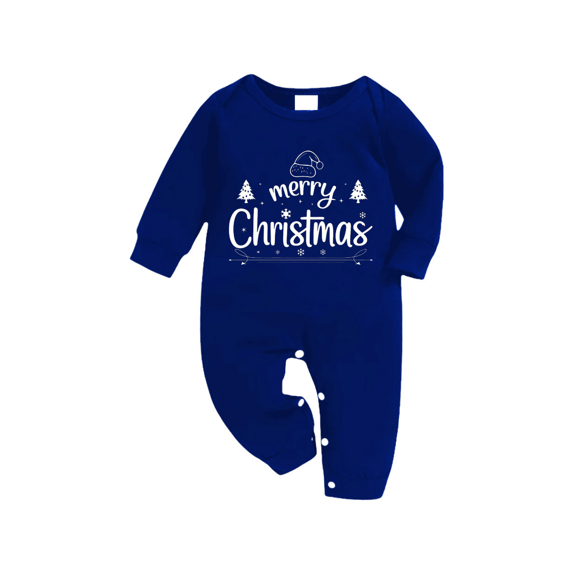 "Merry Christmas" Text Printed Blue and White Plaid Family Matching Pajamas