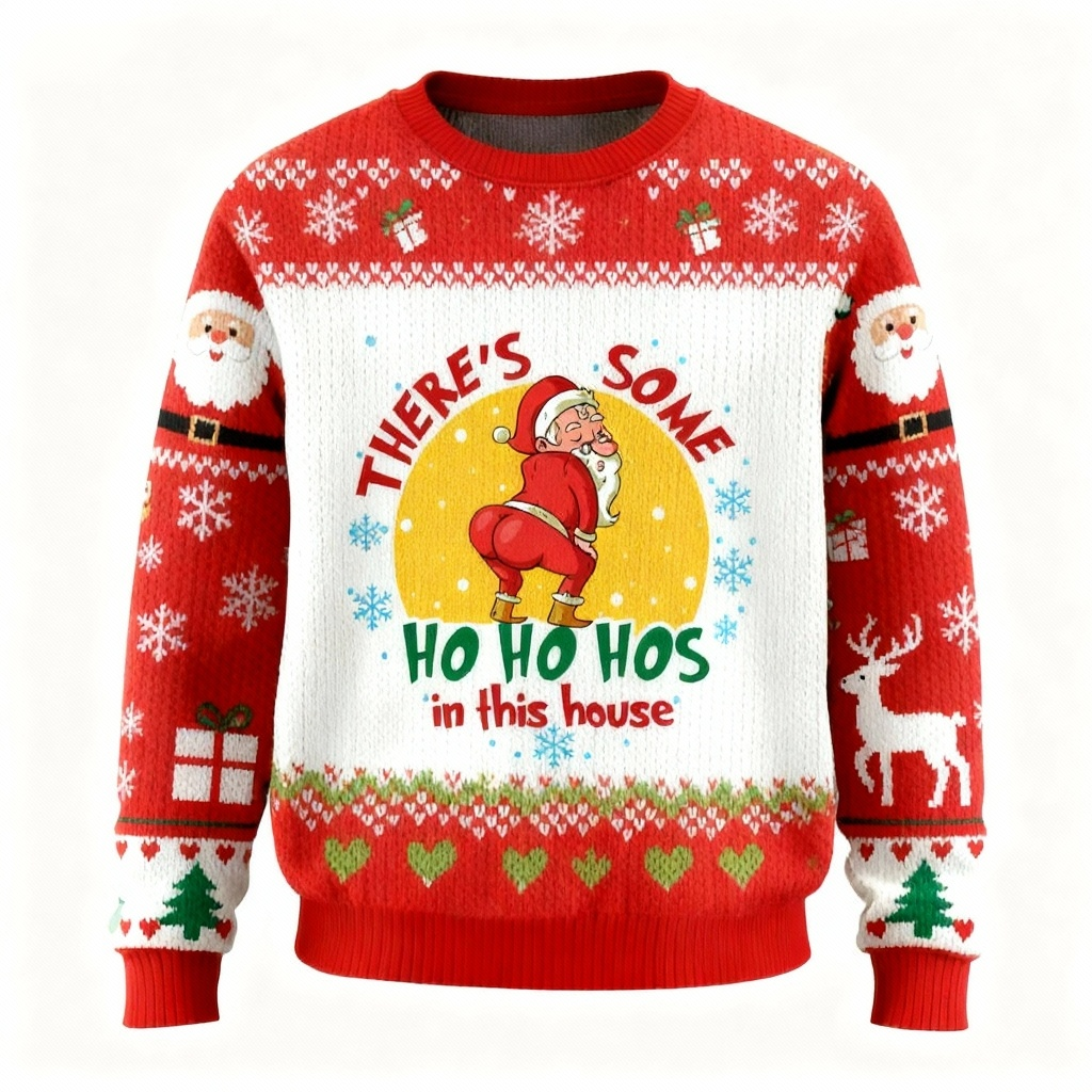 Wacky Santa Pattern Ugly Sweater - Unisex Christmas Party Essential