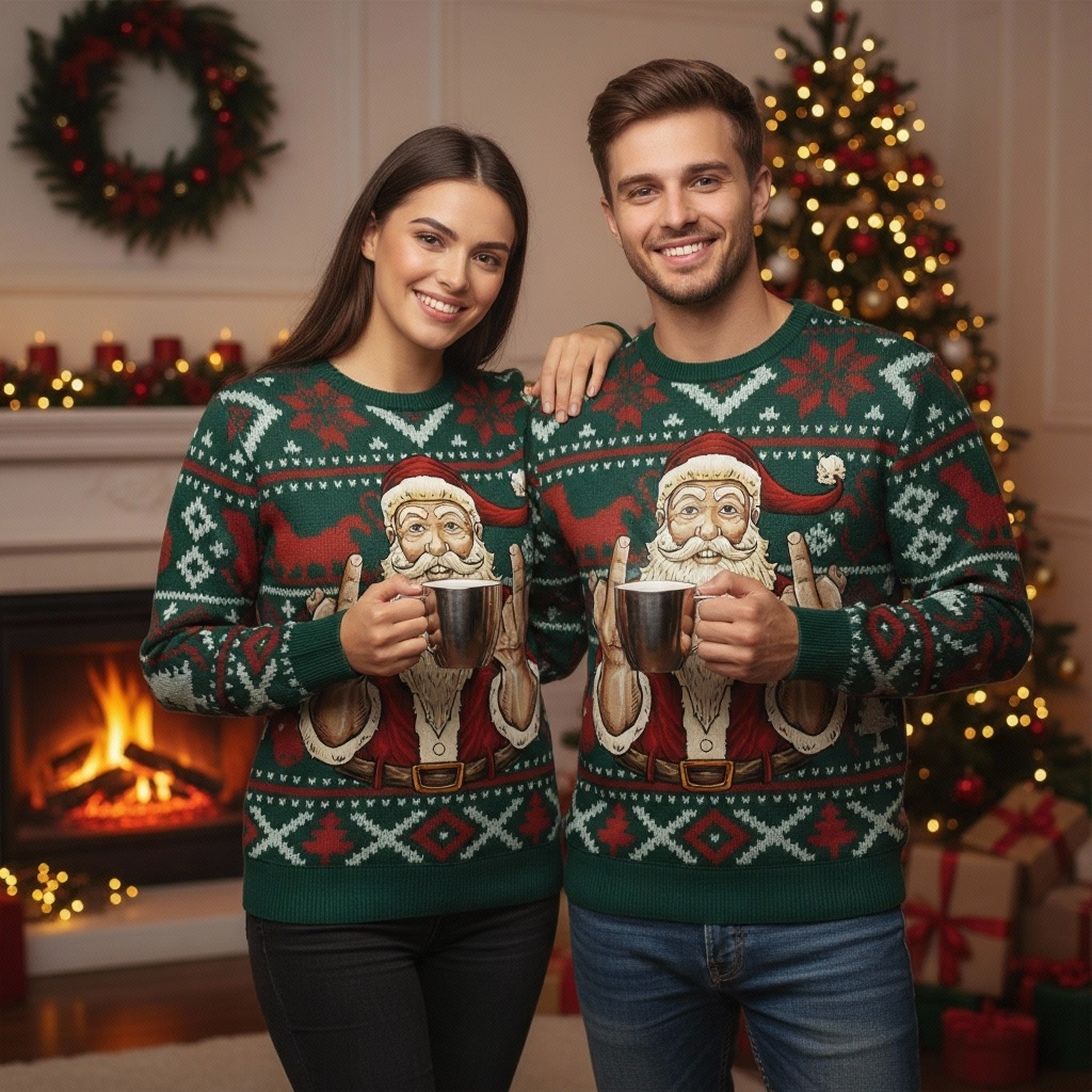 Softest Unisex Funny Santa Claus Christmas Sweater - Ugly Holiday Party Jumper