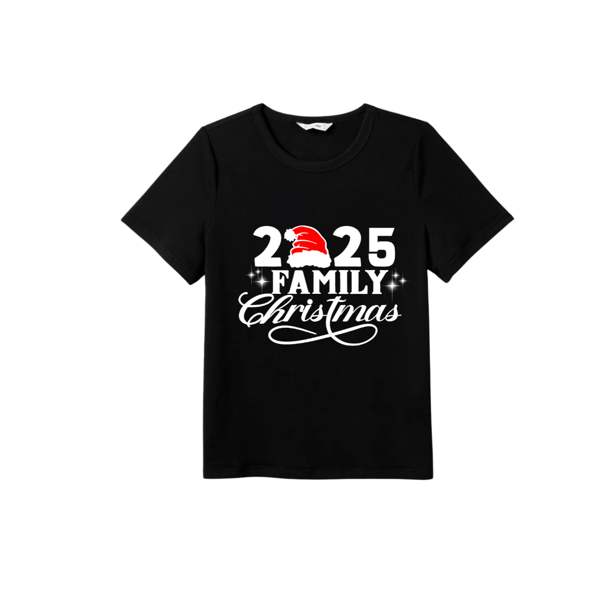 "2025 Family Christmas" Letter Print Black Short Sleeve with Red & Black Plaid Pant Family Matching Pajamas