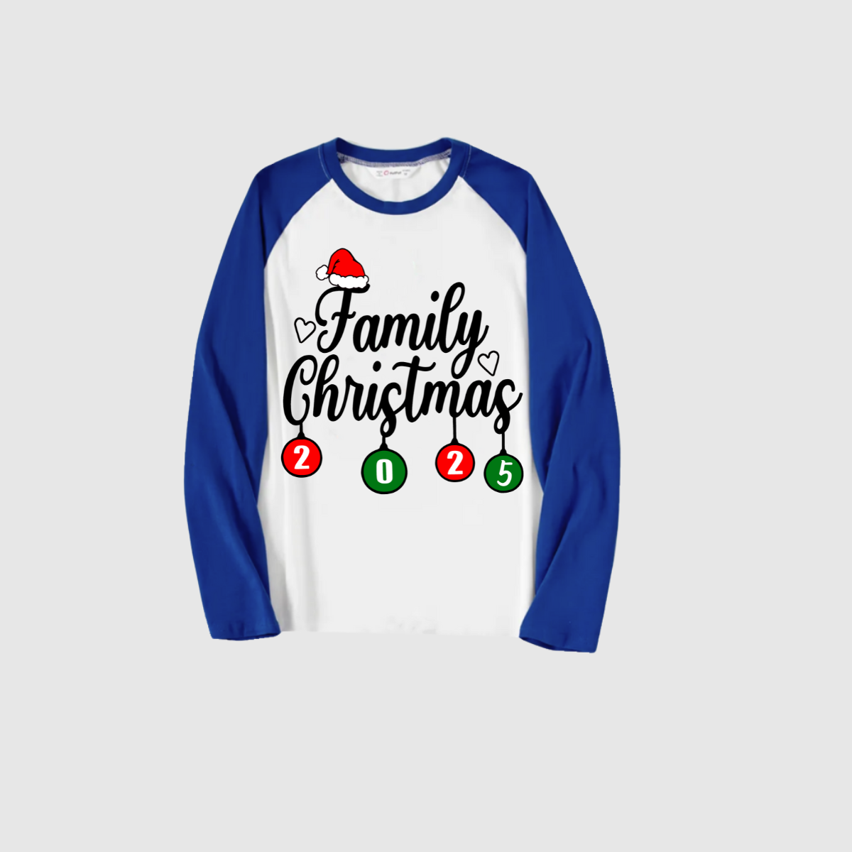 Family Christmas 2025 Pajamas Set - White Top / Green Buffalo Plaid