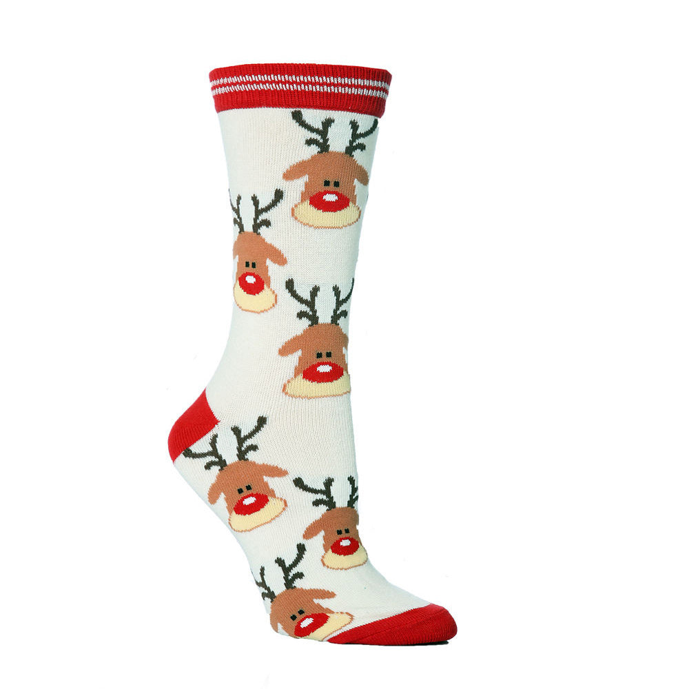 Christmas New Elk Santa Claus Snowflake Triangle Love Bell Long Cotton Socks 3/6Pairs