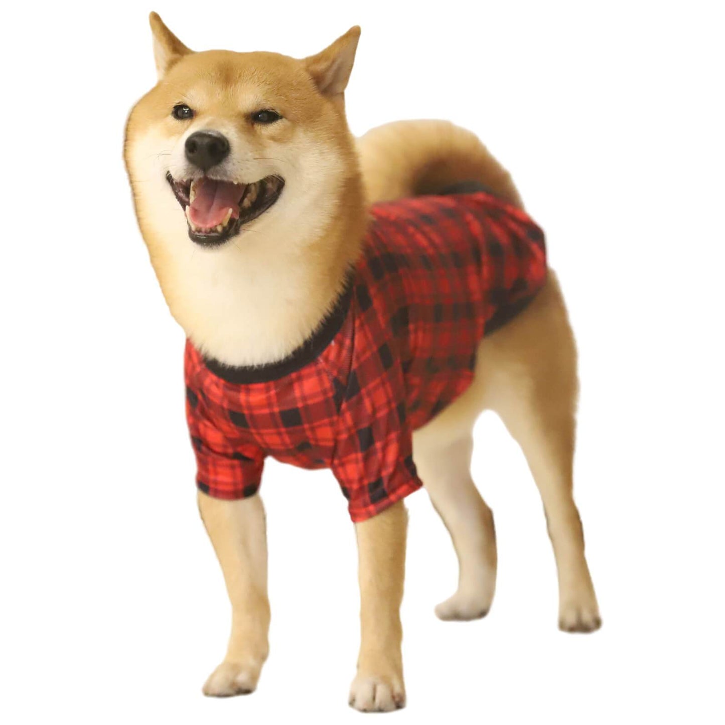 Merry Christmas Red&Black Plaid Dog Clothes Winter Pet Christmas Outfits