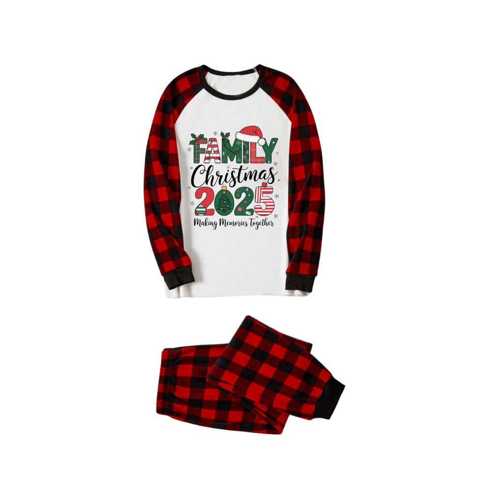 Red and Black Plaid Christmas Pajamas Set With Family Christmas 2025 Text Print