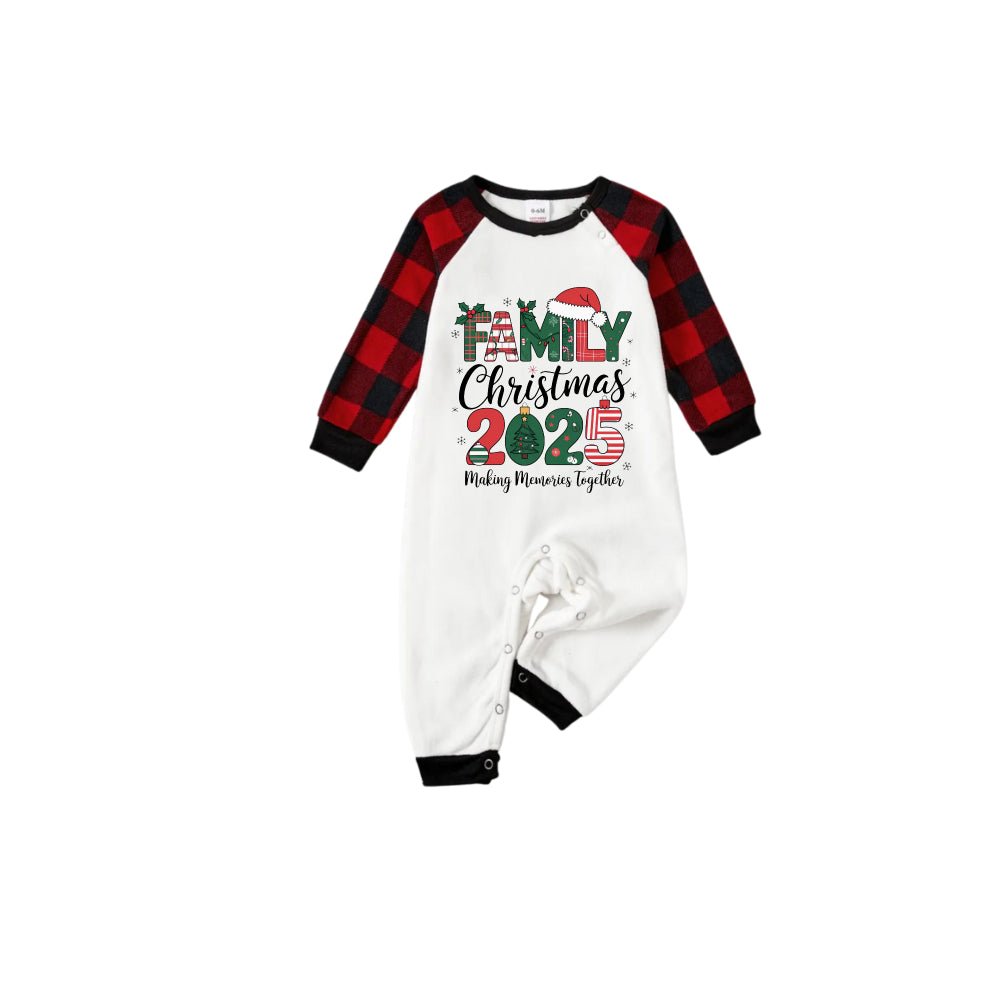 Red and Black Plaid Christmas Pajamas Set With Family Christmas 2025 Text Print