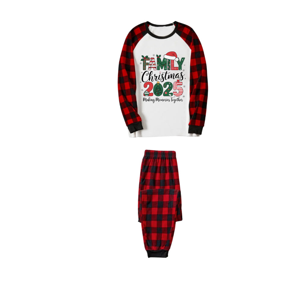 Red and Black Plaid Christmas Pajamas Set With Family Christmas 2025 Text Print