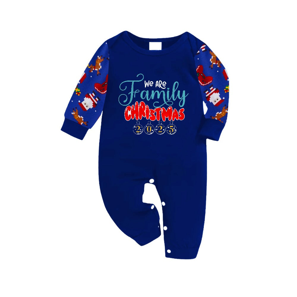 Christmas Family Matching Pajamas-Cozy Blue Pjs Set with "We Are Family Christmas 2025" Print