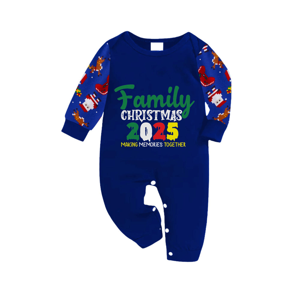 Christmas Family Matching Pajamas-Cozy Blue Pjs Set with "Family Christmas 2025" Print
