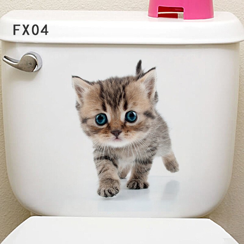 Cat Vivid 3D Smashed Switch Wall Sticker Bathroom Toilet Kicthen Decorative