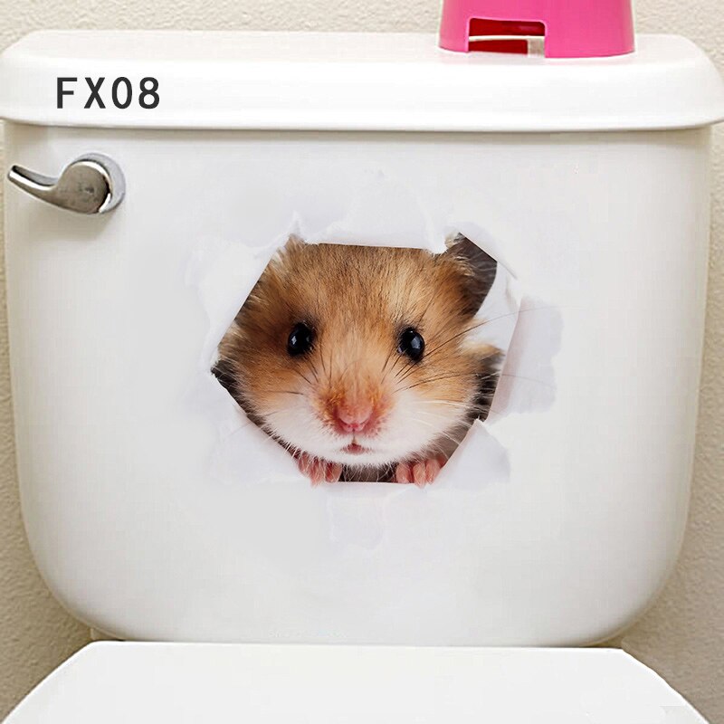 Cat Vivid 3D Smashed Switch Wall Sticker Bathroom Toilet Kicthen Decorative