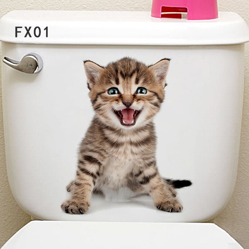 Cat Vivid 3D Smashed Switch Wall Sticker Bathroom Toilet Kicthen Decorative