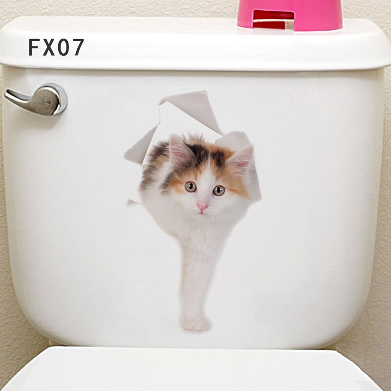 Cat Vivid 3D Smashed Switch Wall Sticker Bathroom Toilet Kicthen Decorative