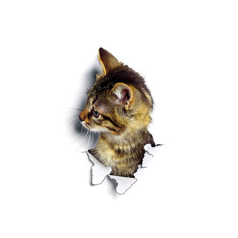 Cat Vivid 3D Smashed Switch Wall Sticker Bathroom Toilet Kicthen Decorative