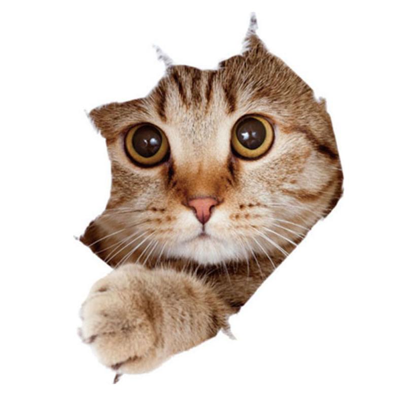 Cat Vivid 3D Smashed Switch Wall Sticker Bathroom Toilet Kicthen Decorative