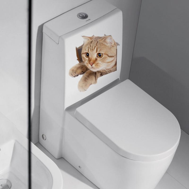 Cat Vivid 3D Smashed Switch Wall Sticker Bathroom Toilet Kicthen Decorative