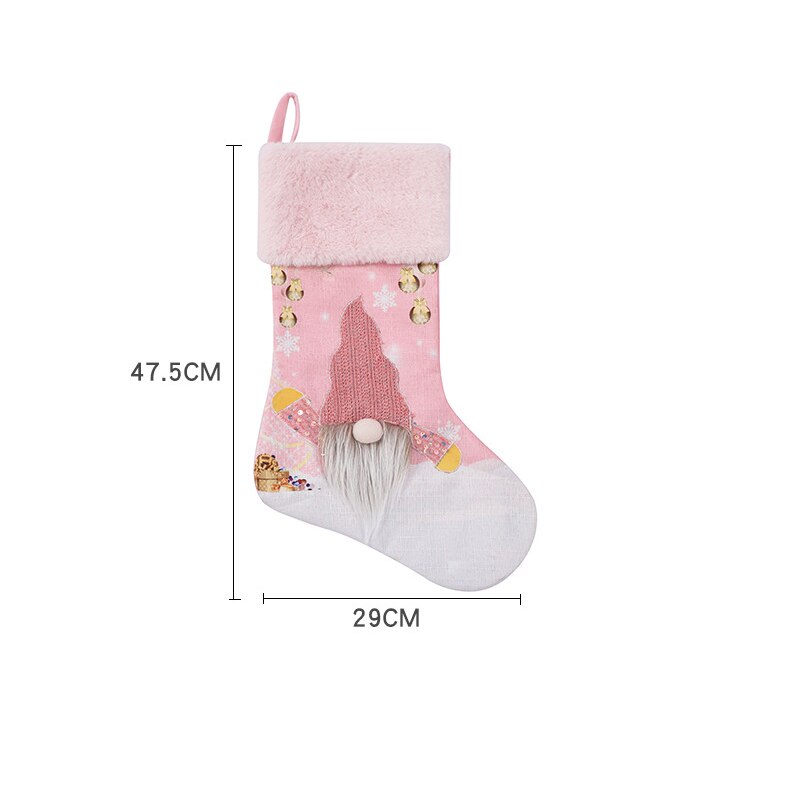 Christmas Stocking Pink with Glowing LED Lights