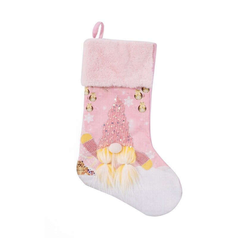 Christmas Stocking Pink with Glowing LED Lights