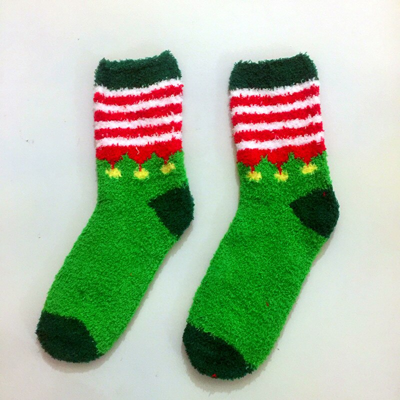 Christmas Women's Socks Coral Fleece Floor Cute Socks 6 pcs