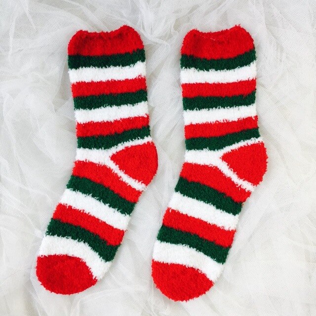 Christmas Women's Socks Coral Fleece Floor Cute Socks 6 pcs