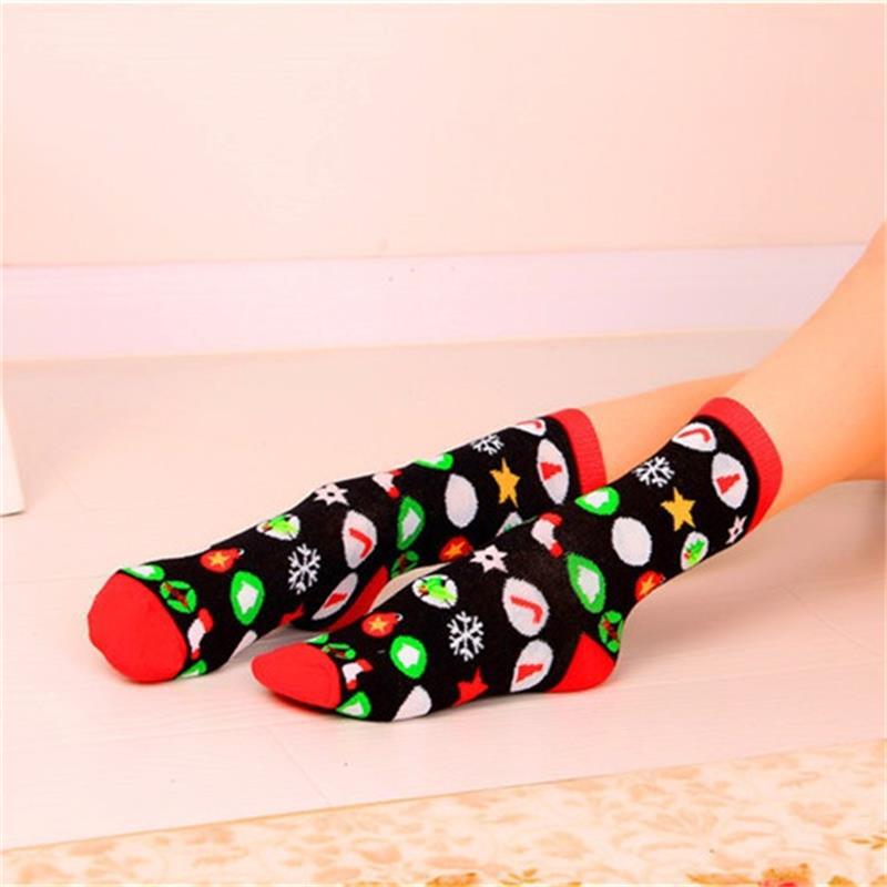 Colorful Women Cotton Funny Christmas Socks Snowflake Winter Santa Claus Snow Elk Gift 1PCS