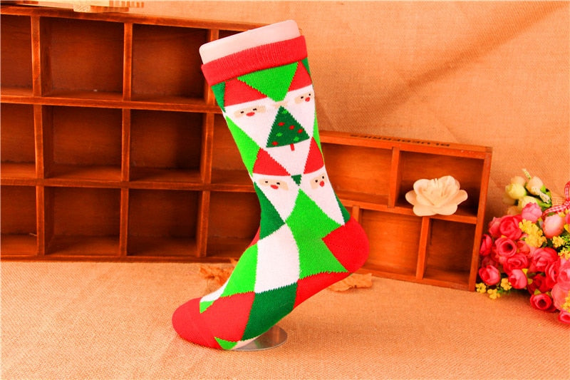 Colorful Women Cotton Funny Christmas Socks Snowflake Winter Santa Claus Snow Elk Gift 1PCS