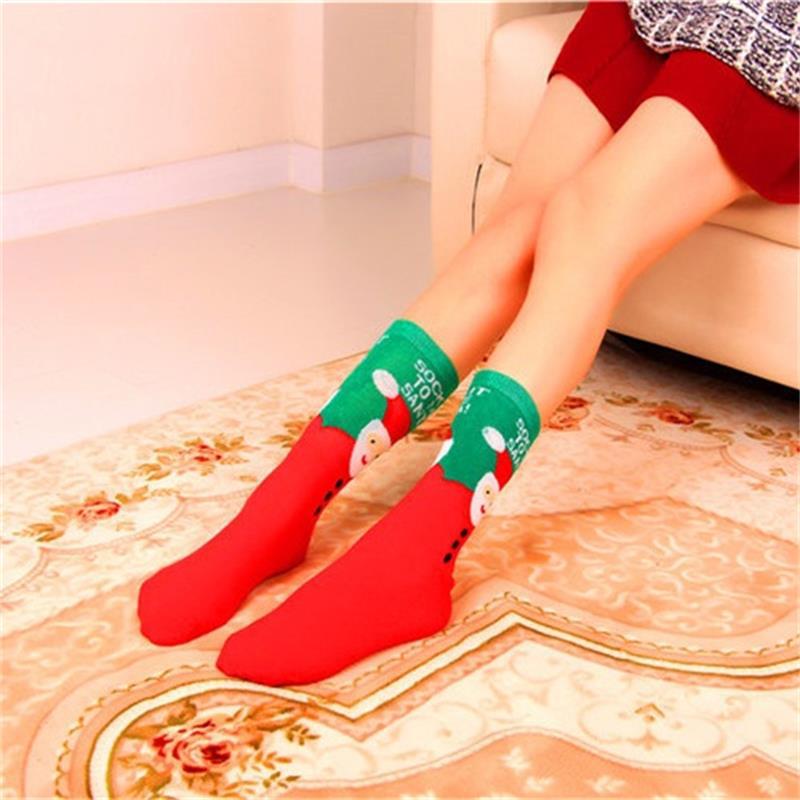 Colorful Women Cotton Funny Christmas Socks Snowflake Winter Santa Claus Snow Elk Gift 1PCS