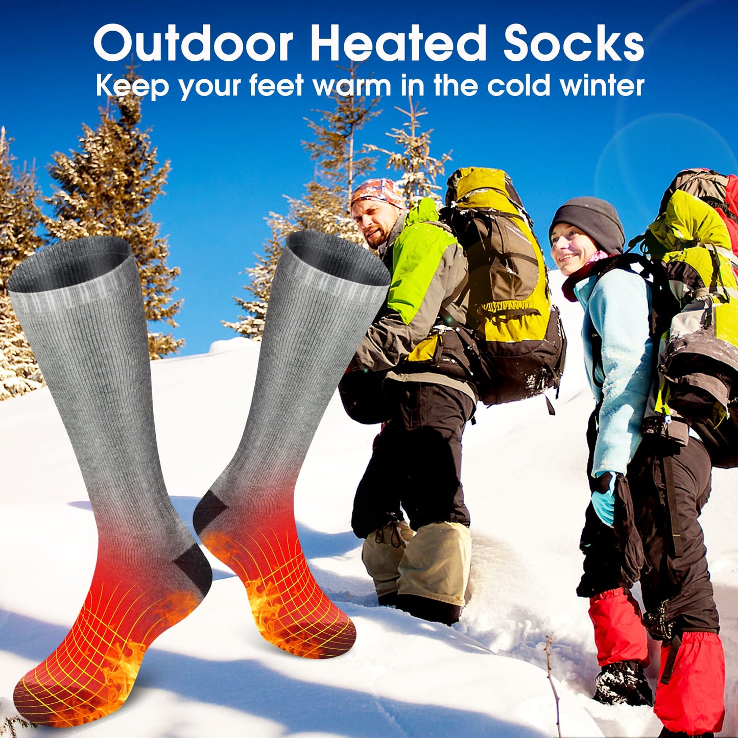 Women Men Rechargeable Machine Washable 4000mAh Heated Socks
