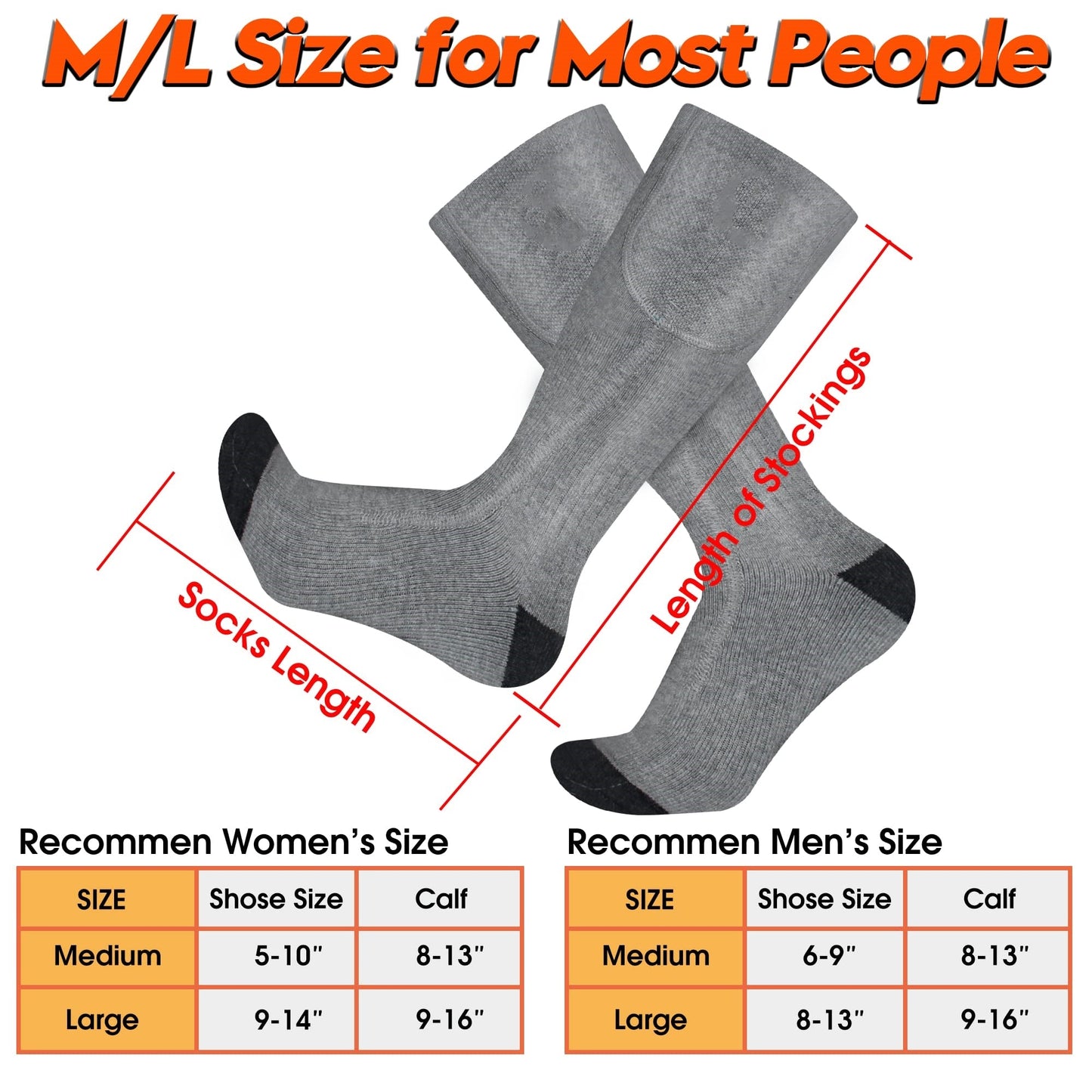 Women Men Rechargeable Machine Washable 4000mAh Heated Socks