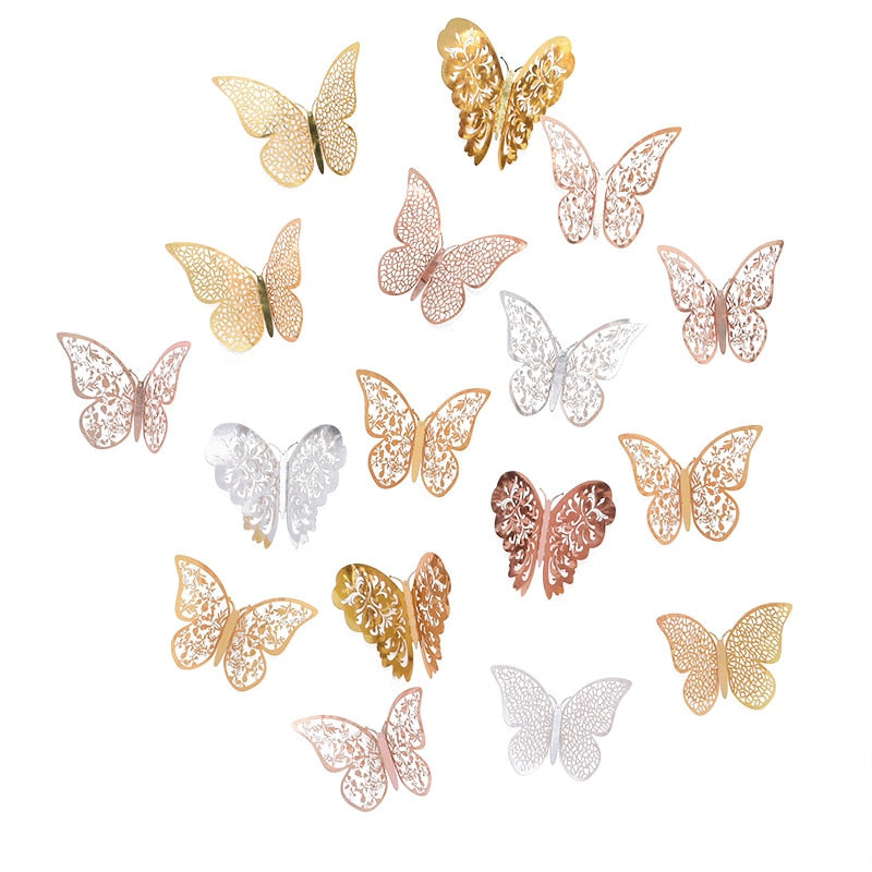 12Pcs 3D Hollow Butterfly Wall Sticker