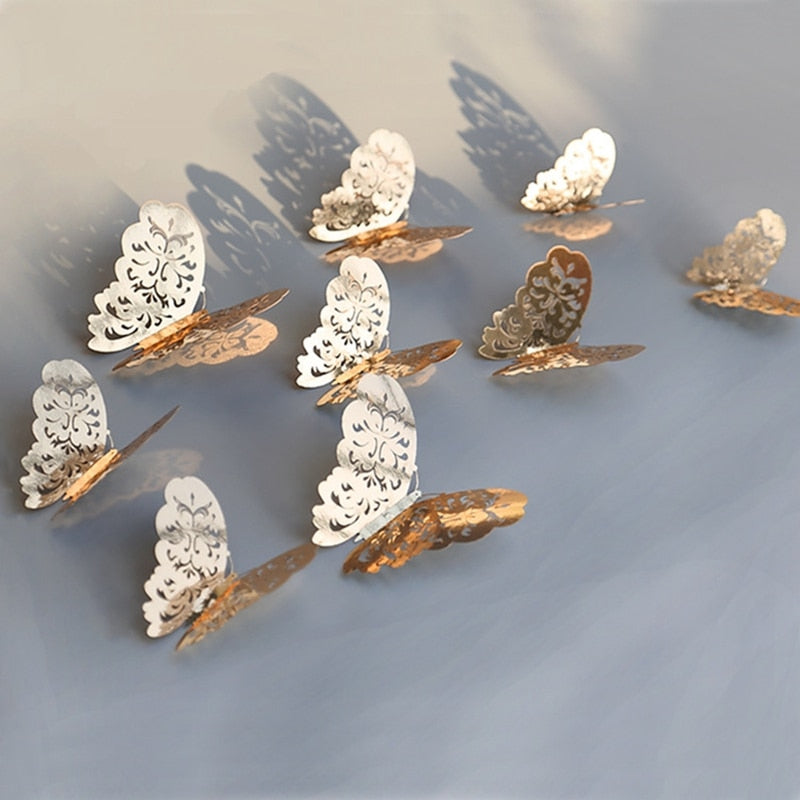12Pcs 3D Hollow Butterfly Wall Sticker