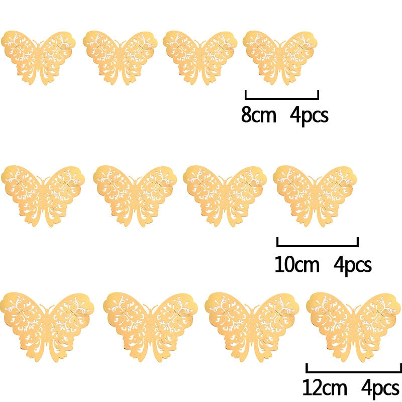 12Pcs 3D Hollow Butterfly Wall Sticker