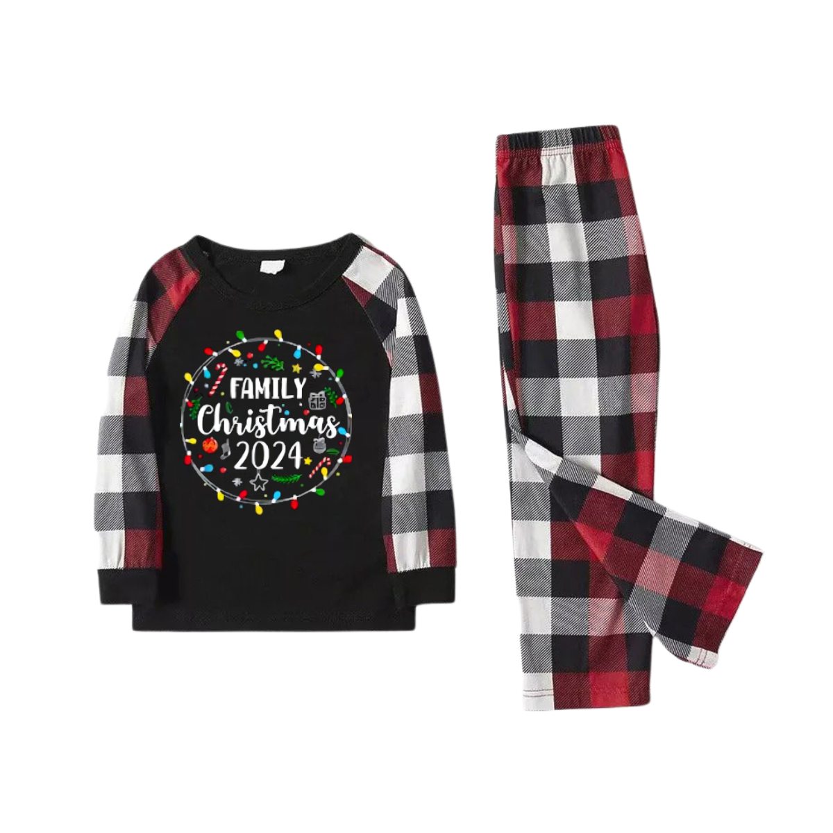 "Family Christmas 2024" Pattern Ⅱ- Red&Black&White Plaid Matching Pajamas